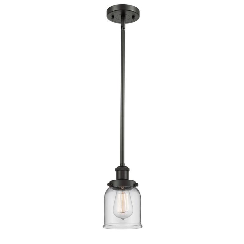 Innovations Lighting Small Bell 5" Wide Mini Pendant - Rod Hung - Oil Rubbed Bronze / Clear