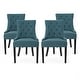 preview thumbnail 22 of 21, Hayden Modern Tufted Fabric Dining Chairs (Set of 4) by Christopher Knight Home Dark Teal + Espresso