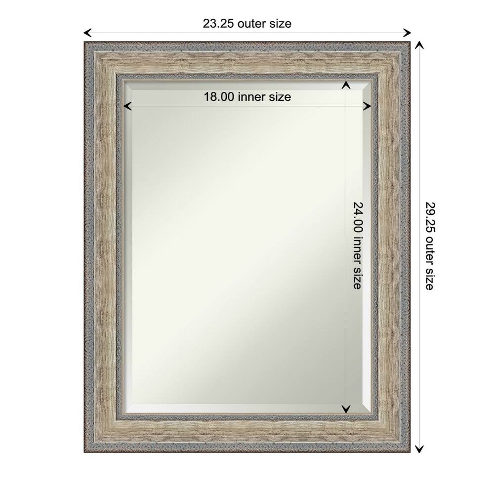 Fleur Silver Beveled Wood Framed Bathroom Vanity Wall Mirror - Fleur Champagne Silver