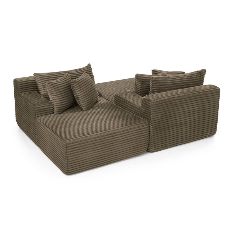 Lazy Couch Chaise Lounge No Frame Loveseat Sofa with Sponge Filling