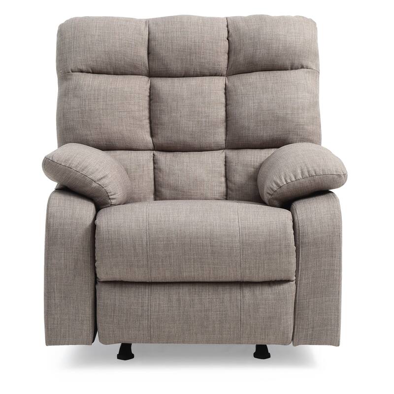 Grey Oversized Fabric Upholstered Rocker Recliner