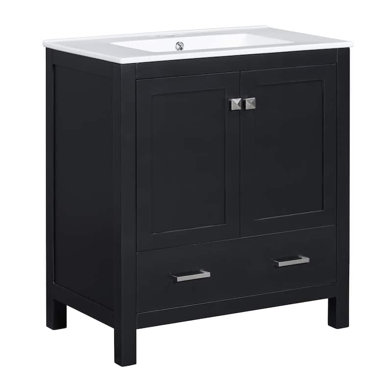 30" Bathroom Vanity with Single Sink Soft Closing 2 Doors and a Drawer