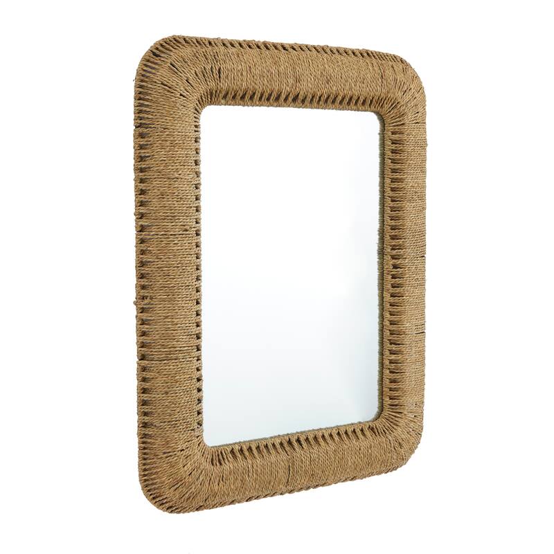 Brown Rattan Room Wall Mirror - 32 x 3 x 40