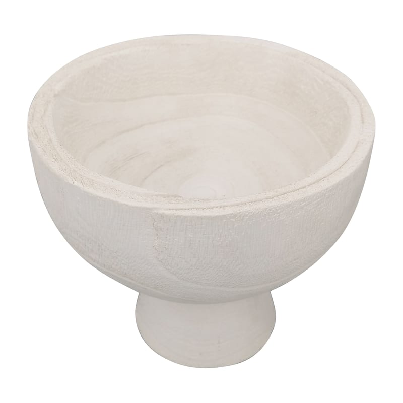 Sagebrook Home 8" Wooden Bowl with Stand - 8" x 8" x 7" - White
