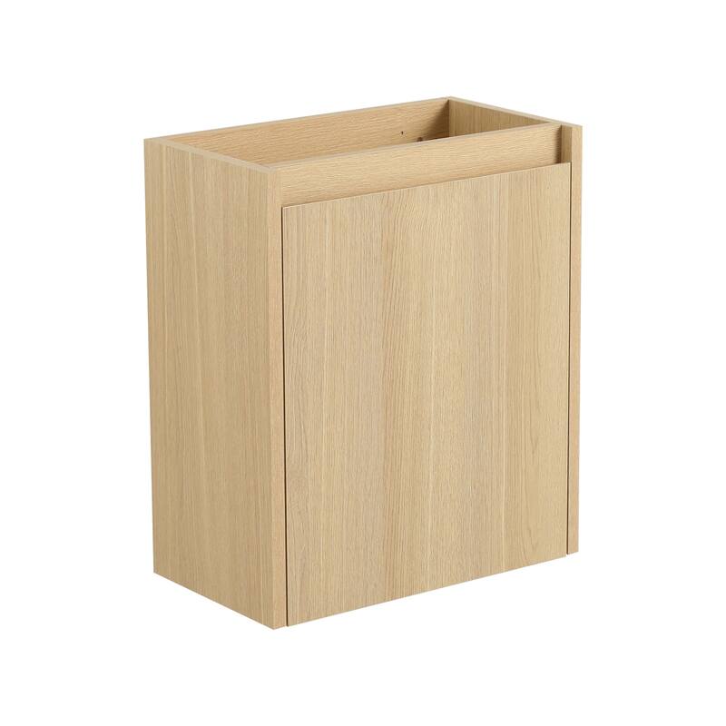 16" Bathroom Vanity Sink Combo with Ceramic Sink, Oak Cabinet for Small Bathrooms and Powder Rooms