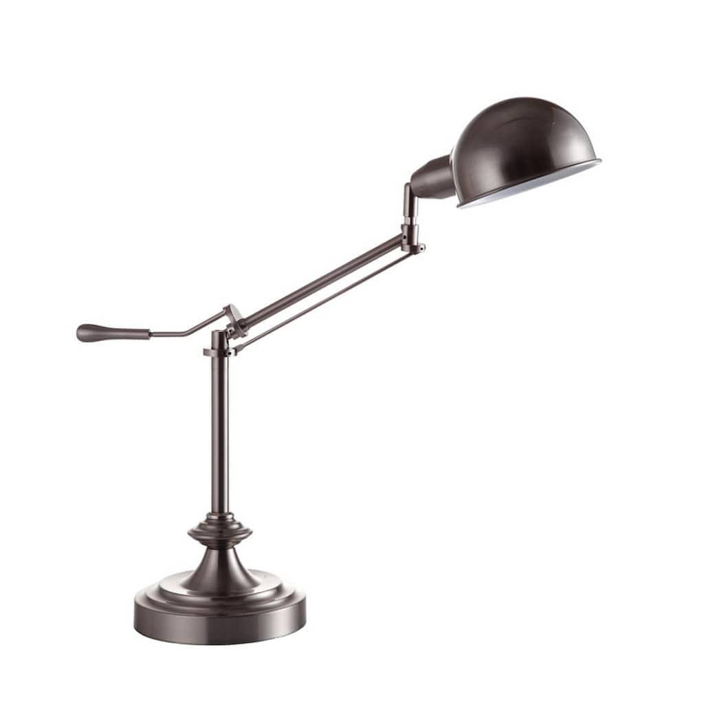 24.5" Tall Metal adjustable Table Lamp with Perch Swing Arm, Silver finish