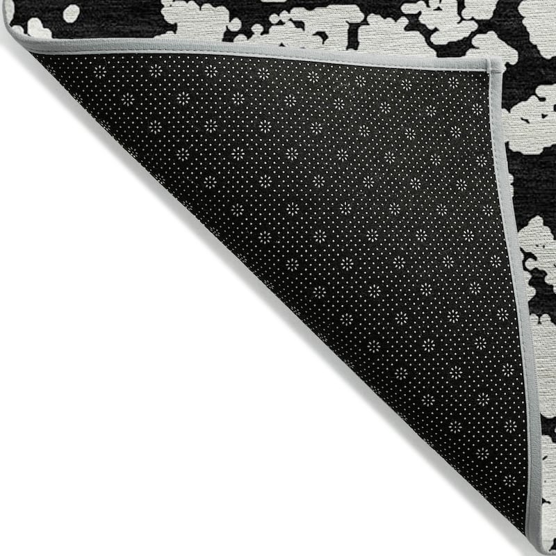 Machine Washable Indoor/ Outdoor Abstract Contemporary Chantille Rug