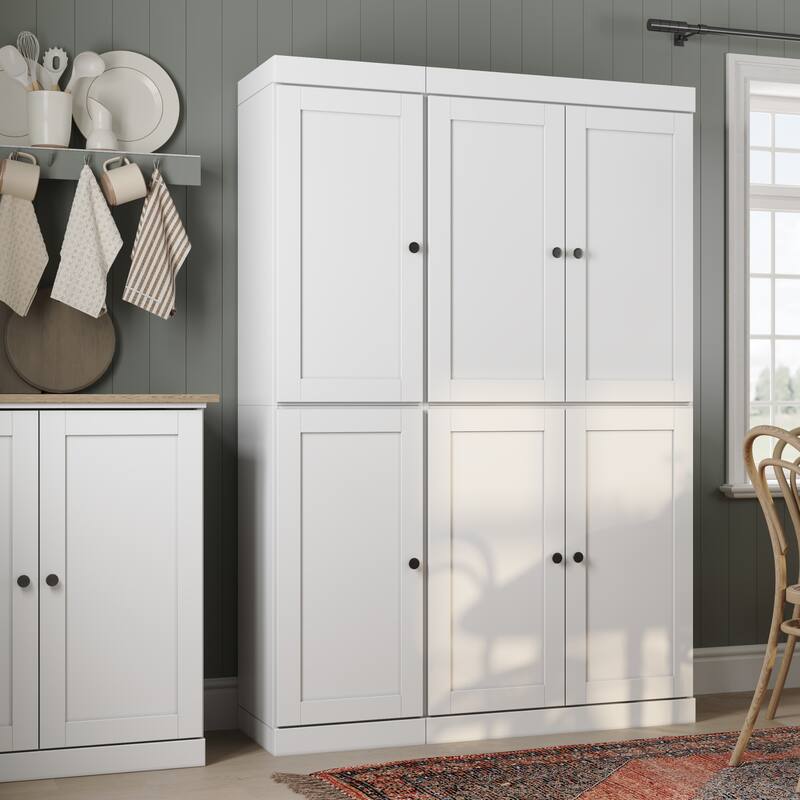 Palace Imports 100% Solid Wood Pantry Cabinet, Shaker Doors, Adjustable Shelves, 48.5" Wide, 71.5" Tall - White