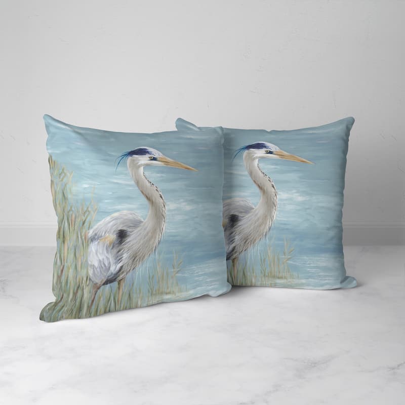 Laural Home Heron by the Bay Outdoor Decorative Pillow