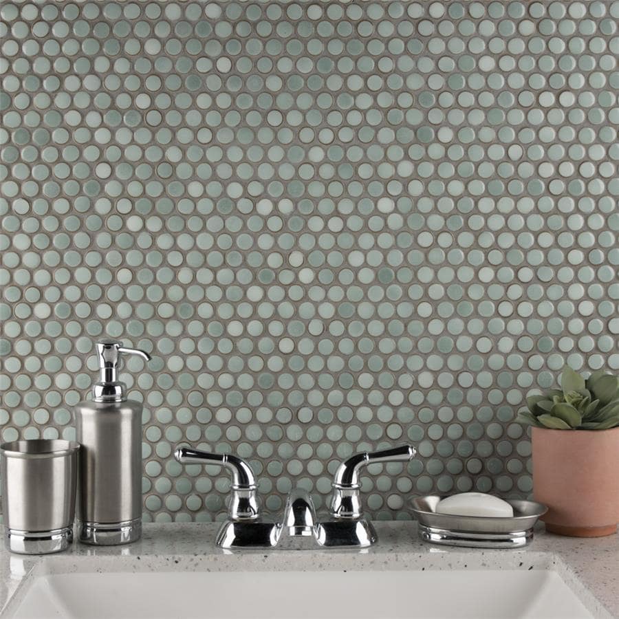 Merola Tile Hudson Penny Round Mint Green 11-7/8" x 12-5/8" Porcelain Floor and Wall Tile