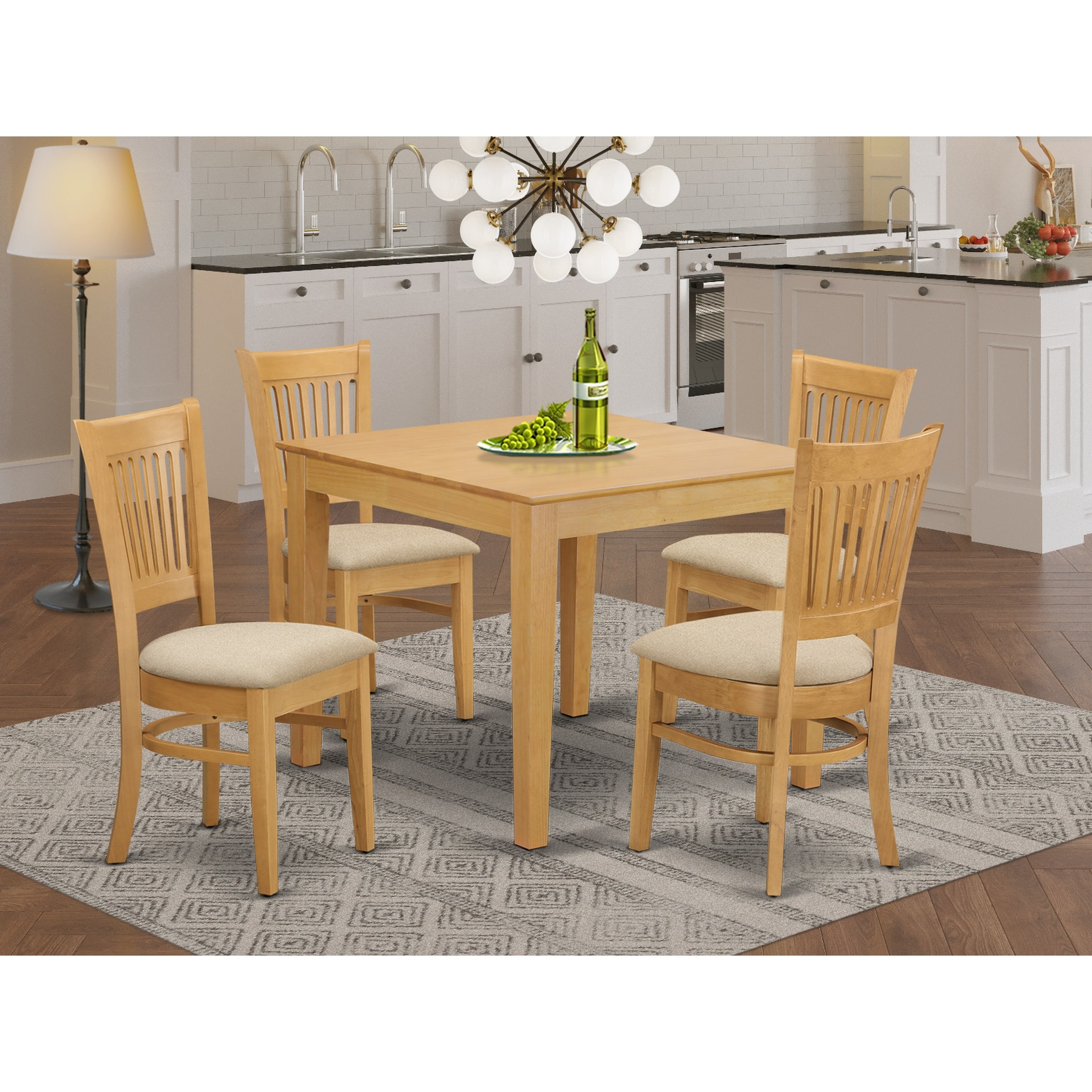 Shop 5 Piece Oak Square Kitchen Table And Chairs Set Overstock 14366618