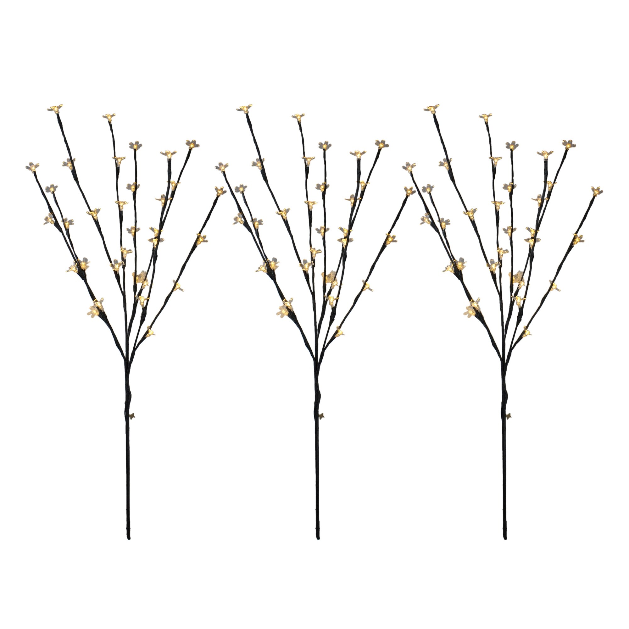 Shop Set Of 3 Led Lighted Cherry Blossom Outdoor Artificial Tree