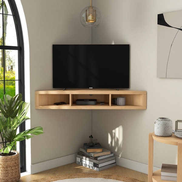 Corner floating tv console sales