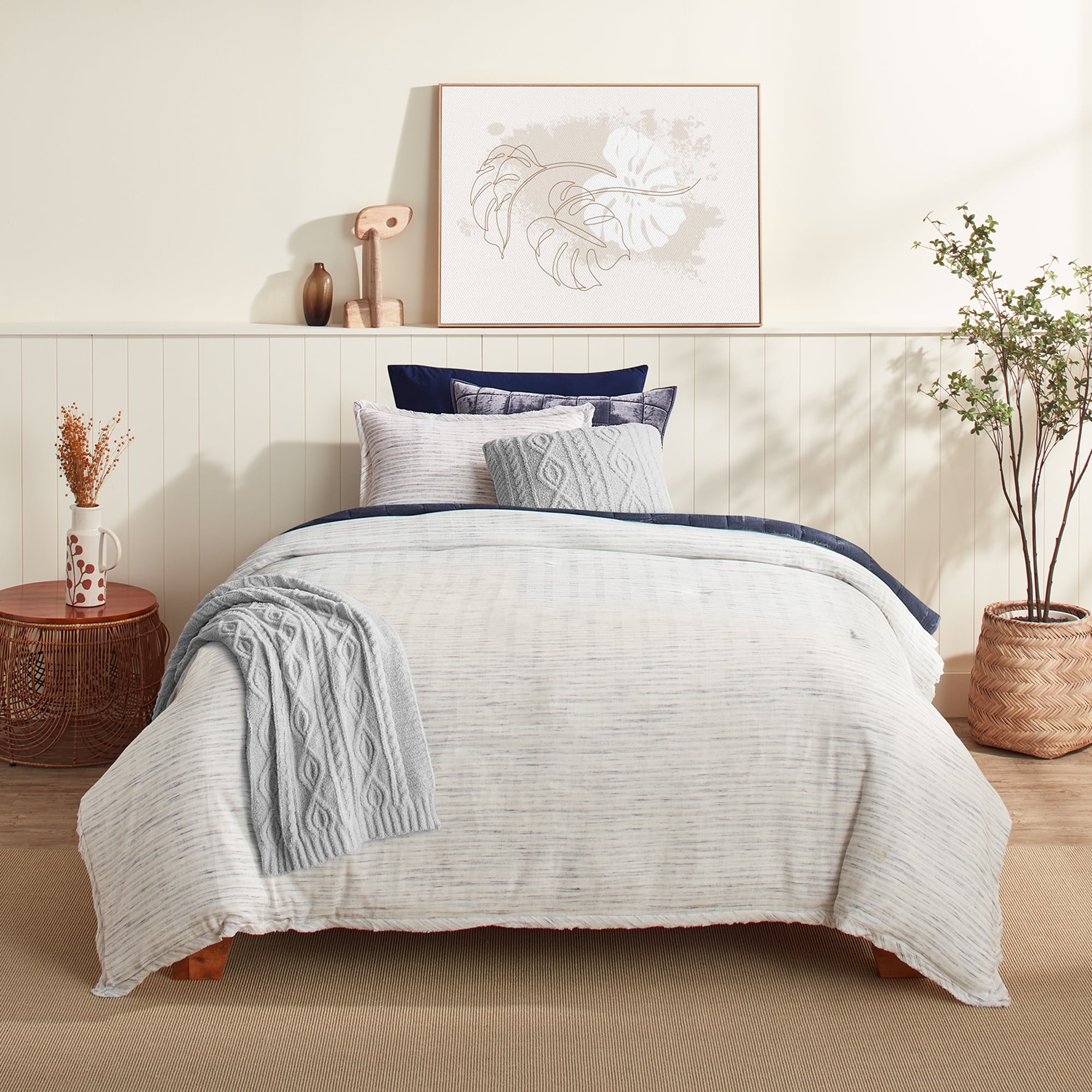 Splendid Lennon 3-Piece Cotton Reversible Striped Duvet Cover & Sham Bedding Set