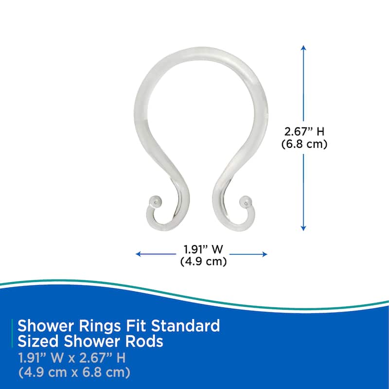 Kenney Shower Curtain Double Hooks, Set of 12