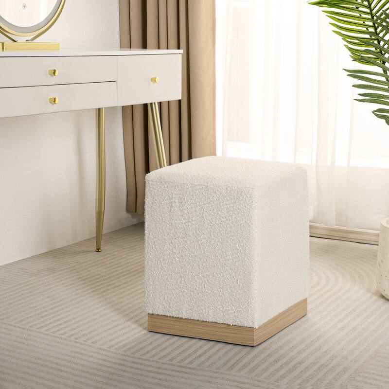 Adeco Ottoman Footrest Vanity Stool Gold Trim Footstool