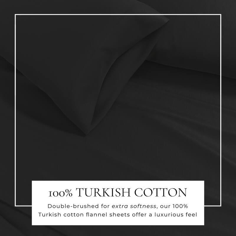 Linery & Co. Turkish Cotton Double-Brushed Solid Color Flannel Bed Sheet Set