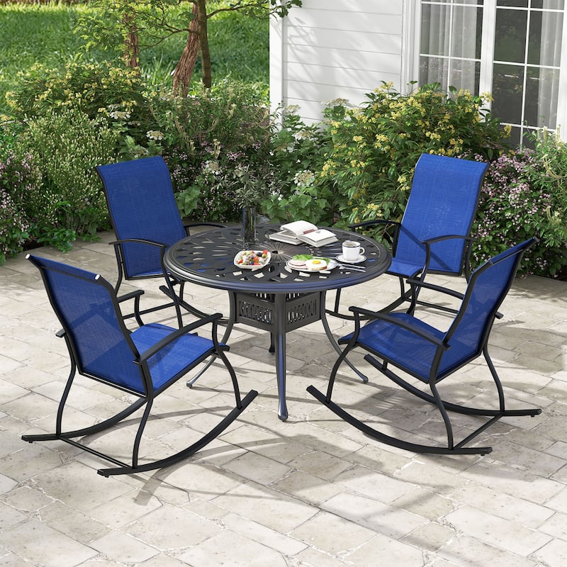 Gymax Set of 2 Outdoor Rocking Chair Patio Rocker w/ Breathable Fabric