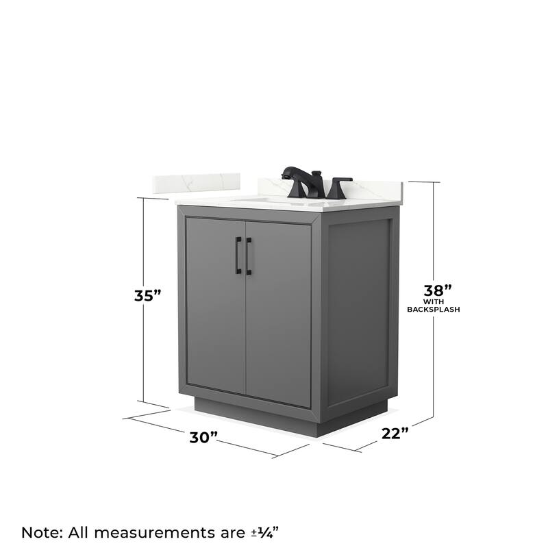 Wyndham Collection WCF111130S-QTZ-US3M24 Icon 30" Free Standing Single