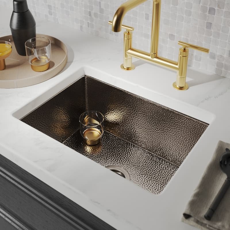 Cocina Hand Hammered Copper 21-inch Undermount Kitchen Sink - 21.5" x 16" x 9"