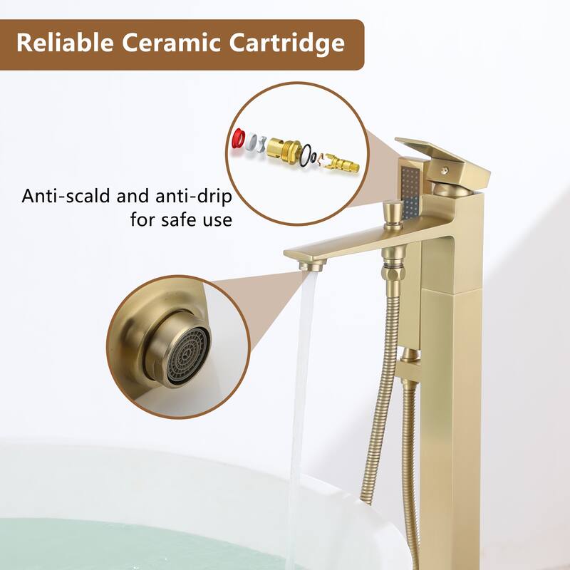 Bathtub Faucet, Single Handle Floor Mounted Free Standing Bathtub Faucet