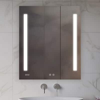AQUADOM Signature Royale 36W LED Medicine Cabinet Defogger, 3X LED Vertically Adjustable Magnifying Mirror, Electrical Outlets