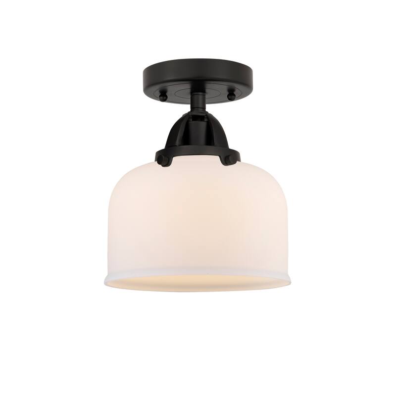 Innovations Lighting Nouveau 2 Bell - 1 Light 8" Semi-Flush Mount - Matte White/Matte Black