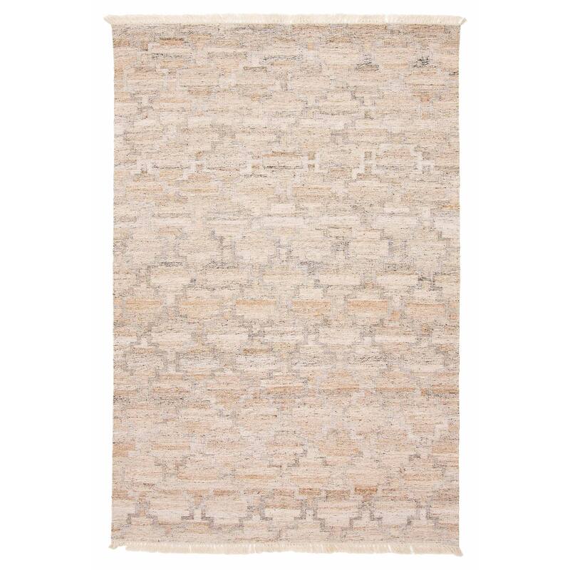 ECARPETGALLERY Flat-Weave Ankara FW Beige Wool Kilim - 5'2 x 8'0 - Beige - 5'2 x 8'0