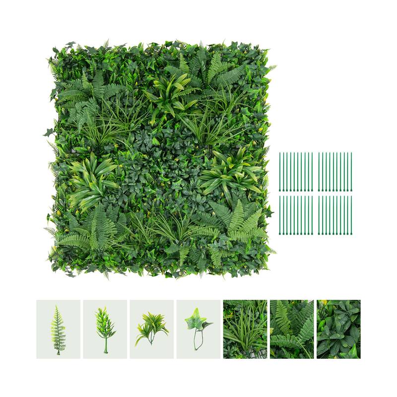 Gymax 4 Pack 20'' x 20'' Artificial Hedge Boxwood Panels with 7 Types