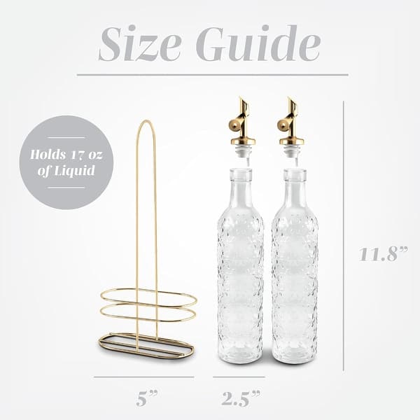 dimension image slide 0 of 20, COOK WITH COLOR Glass Olive Oil Bottle Dispenser - 2 Pack- 17oz Oil and Vinegar Carafe Decanter