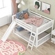 preview thumbnail 12 of 20, Full Over Full Wood Low Bunk Bed with Convertible Slide and Ladder White - Full