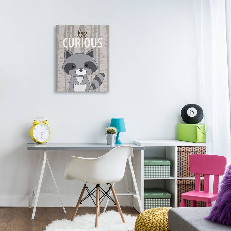 Stupell Be Curious Woodland Raccoon Canvas Wall Art Design By Kim Allen