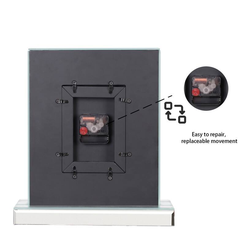 Desk Clock Large Wall Clock Crushed Diamond Mirrored Clock Table Top Decorative Clock for Home Decoration - 12x4x13 inch