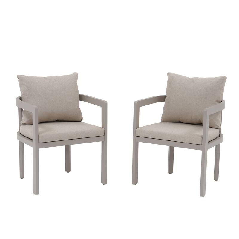 Outdoor Aluminum Dining Chairs with Cushions & Armrests