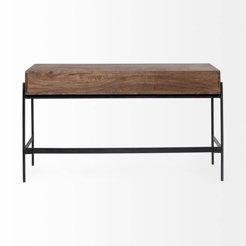 HomeRoots Rectangular Mango Wood Finish Console Table With 4 Drawers - 14