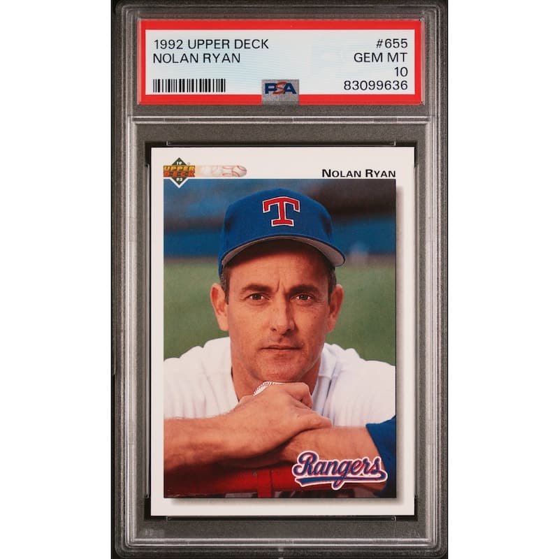 Nolan Ryan 1992 Upper Deck Baseball Card #655 Graded PSA 10 - 8'6" x 11'6"