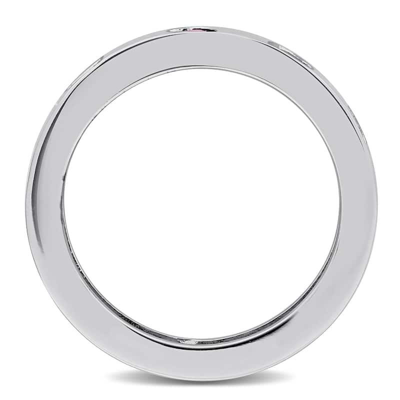 Miadora 1 3/4ct TGW Created Ruby Heart Eternity Ring in Sterling Silver