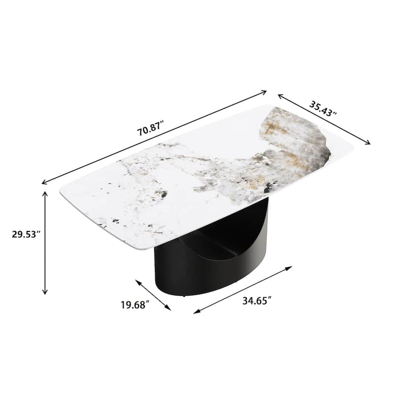 71'' Modern Artificial Marble Dining Table with Carbon Steel Base
