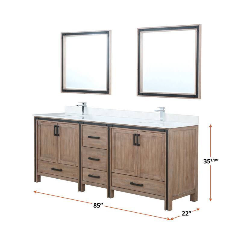 Ziva 84 in W x 22 in D White Double Bath Vanity and White Quartz Top