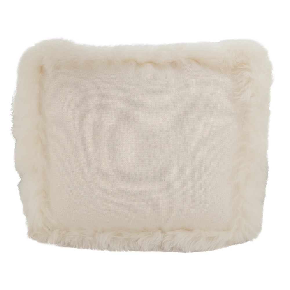 Cozy and Stylish Lamb Fur Accent Linen Pouf