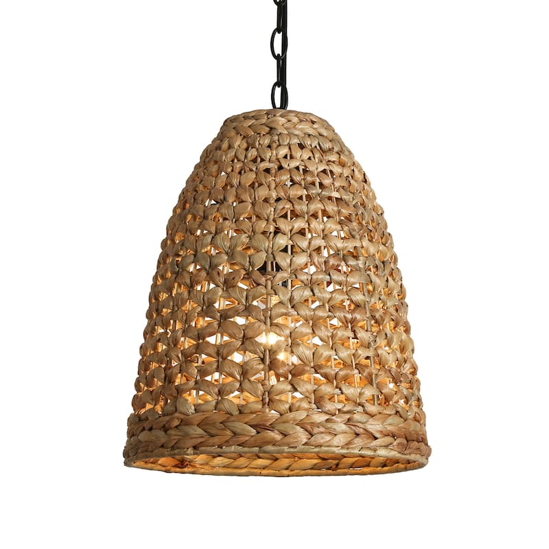 Ravy 1-Light Rattan Pendant Light Handwoven Organic Kitchen Island Light - D 13" x H 15.3"