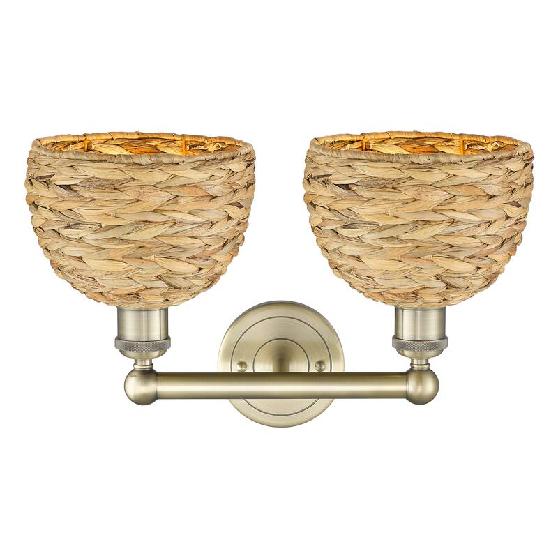 Innovations Lighting Endless Possibilities Edison - Woven Rattan - 2 Light 17" Bath Vanity Light