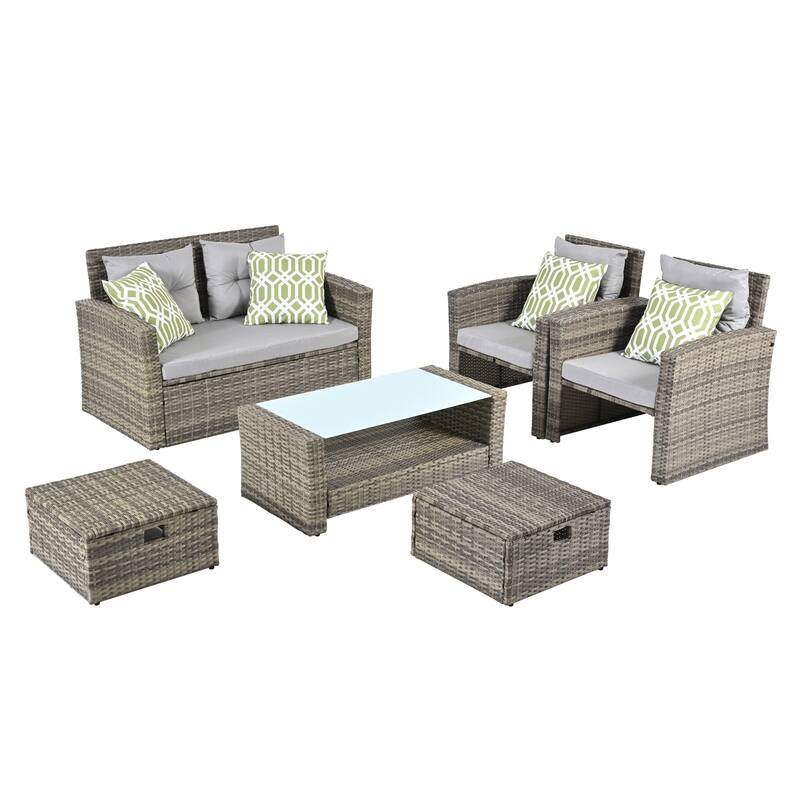 Outdoor Wicker Weaving Conversation Combo Set of 6
