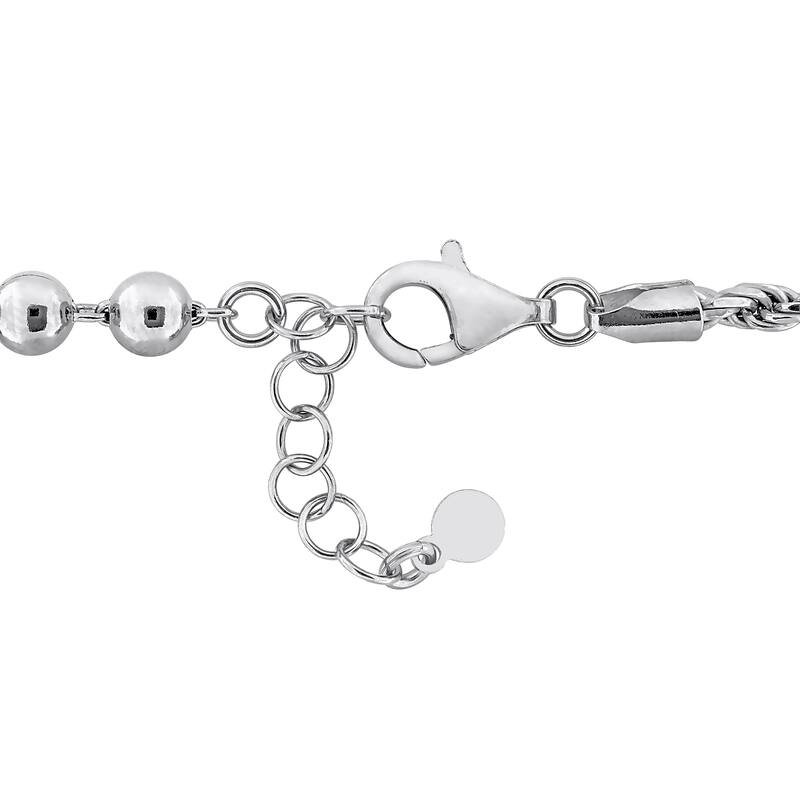 Miadora Sterling Silver Rope and Ball Chain Necklace and Bracelet Set