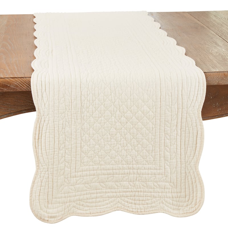 Elegant Quilted Table Runner - 16"x72" - Ivory