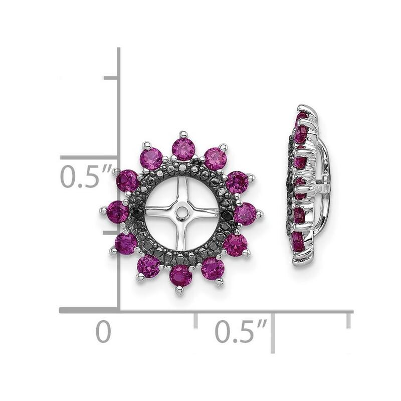 Curata 925 Sterling Silver 14mm Created Ruby and Black Sapphire Earrings Jacket