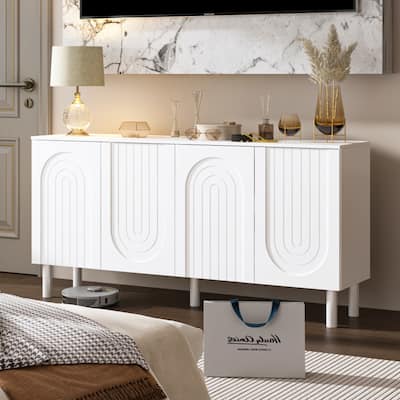 White Sideboard Bookcase Kitchen Cabinet Buffet Credenza End Table Whie/Black