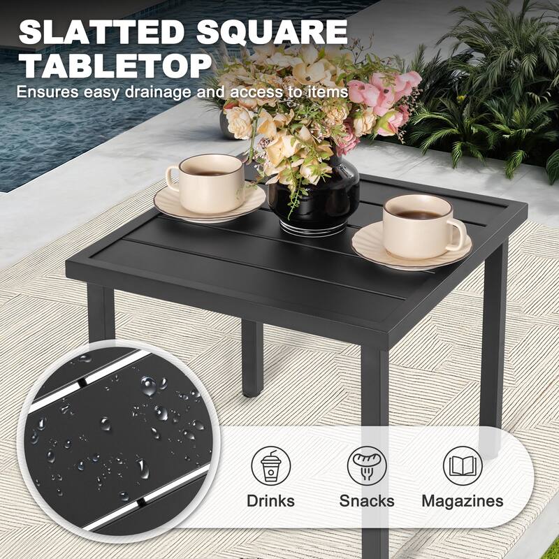 3-Piece Patio Bistro Set, Stackable Design, Powder-Coated Metal Frame