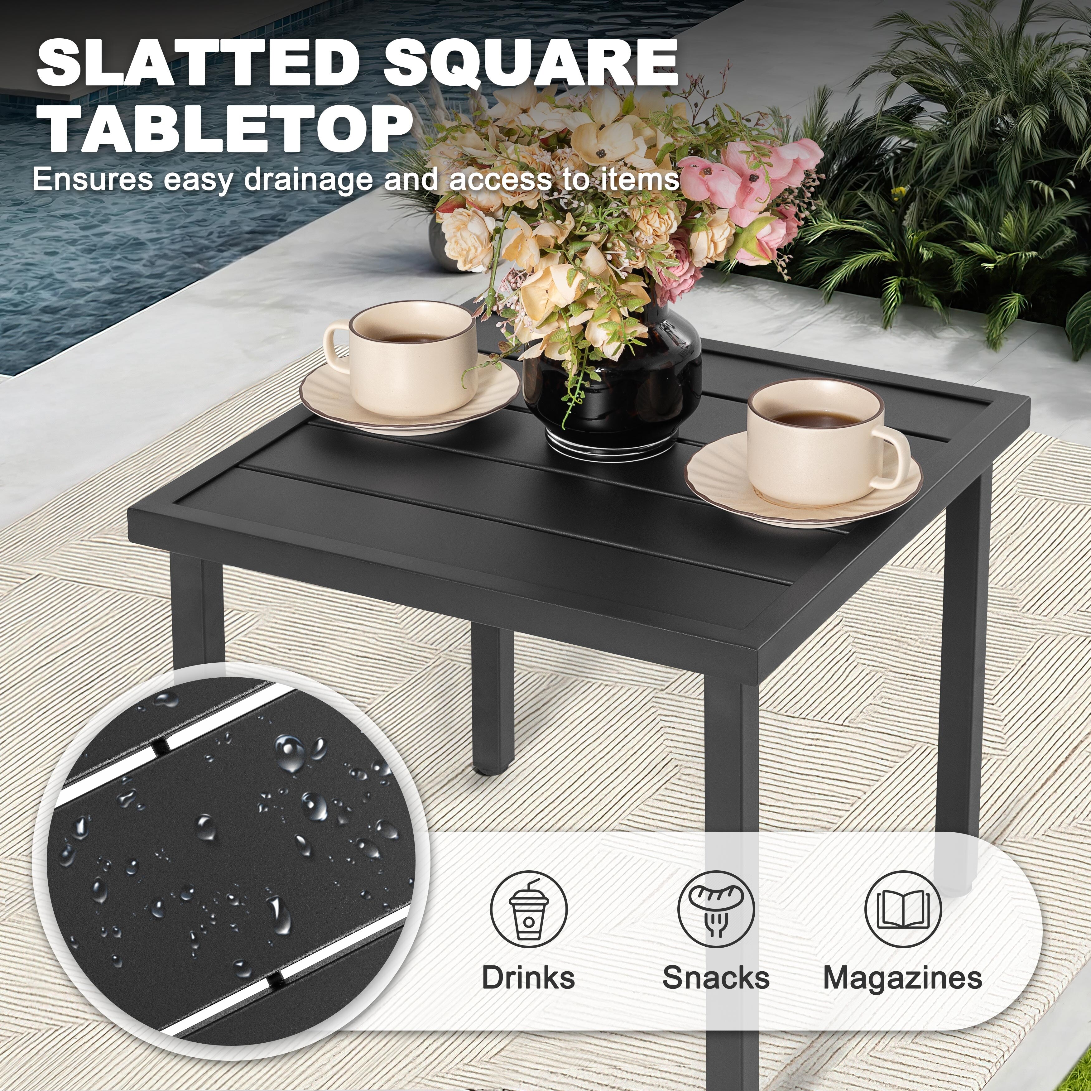 展示アウトレット品 CRASH GATE ZINRO SIDE TABLE Nuu Garden Metal Outdoor Side Table with Slatted Tabletop, Powder