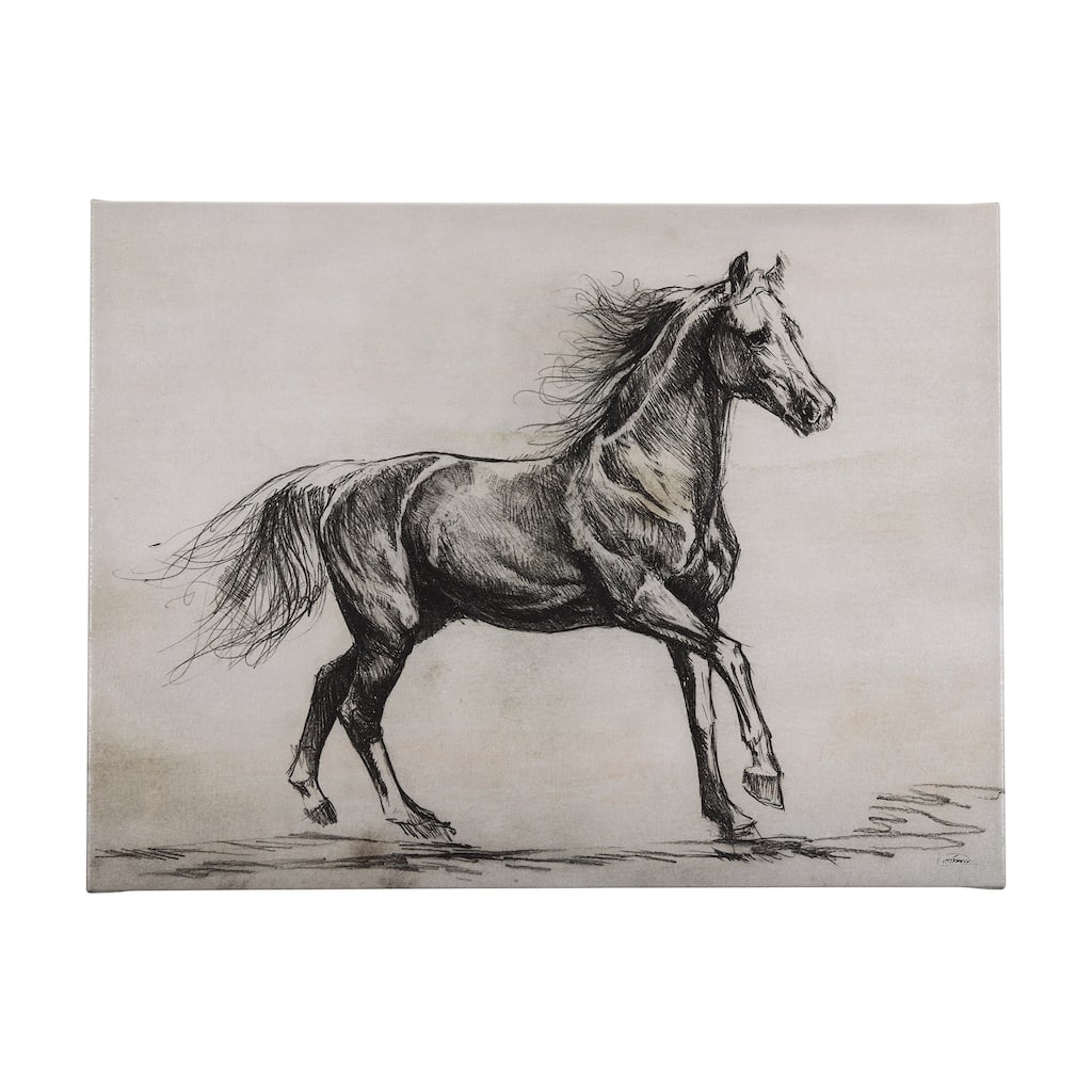 Old West Collection V (Horse Sketch) (28 x 21) Canvas Art Print